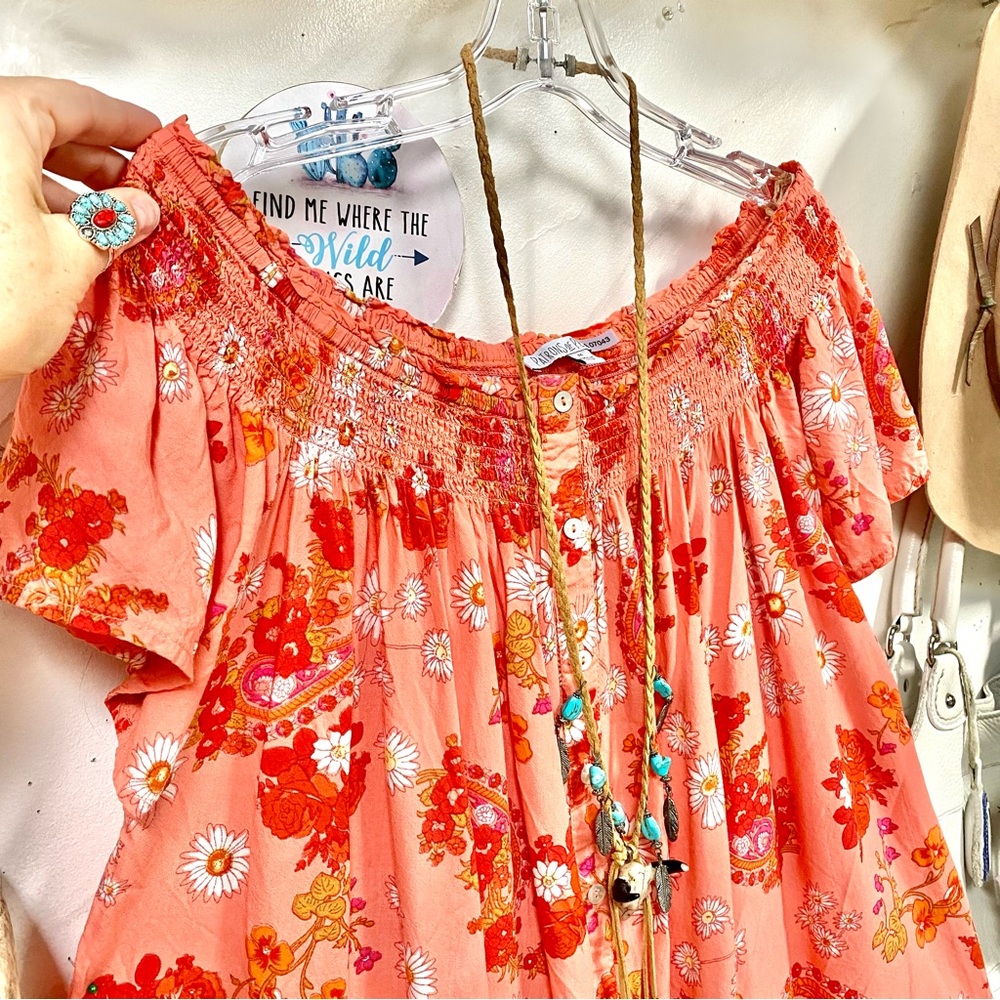Anthropologie Patrons Of Peace off the shoulder tunic/mini dress w prairie vibe